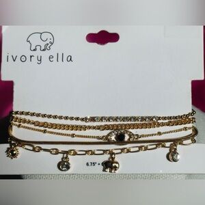 Ivory Ella Gold Charm Bracelet Set of 5